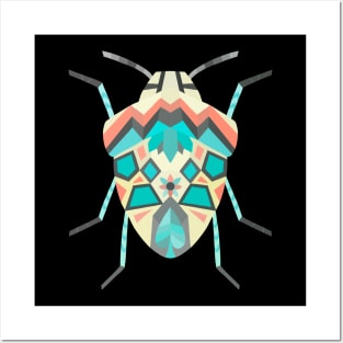 Geometric Tropical Beetle Bug in Digital Posters and Art